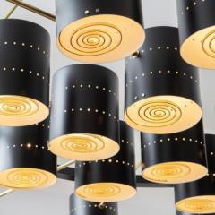 Monumental Brass and Black Enameled Chandelier - 2843209