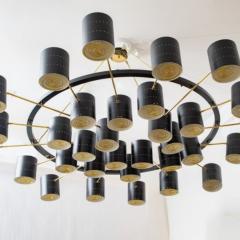 Monumental Brass and Black Enameled Chandelier - 2843212