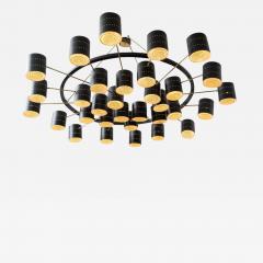 Monumental Brass and Black Enameled Chandelier - 2908476