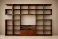 Monumental Brazilian Modern Bookshelf in Solid Rosewood with Storage Brazil - 4621607