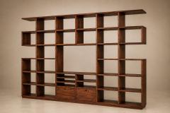 Monumental Brazilian Modern Bookshelf in Solid Rosewood with Storage Brazil - 4621613