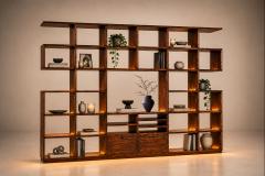 Monumental Brazilian Modern Bookshelf in Solid Rosewood with Storage Brazil - 4621616
