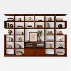 Monumental Brazilian Modern Bookshelf in Solid Rosewood with Storage Brazil - 4623371