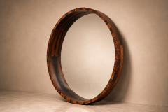 Monumental Brazilian Modern Round Mirror in Rosewood 1960s - 4616026
