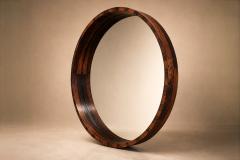 Monumental Brazilian Modern Round Mirror in Rosewood 1960s - 4616034