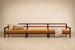 Monumental Brazilian Modern Three Module Bench in Rosewood and Warm Camel Mohair - 4694162