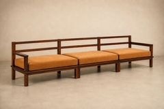 Monumental Brazilian Modern Three Module Bench in Rosewood and Warm Camel Mohair - 4694164
