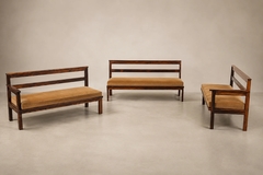 Monumental Brazilian Modern Three Module Bench in Rosewood and Warm Camel Mohair - 4694171