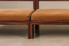 Monumental Brazilian Modern Three Module Bench in Rosewood and Warm Camel Mohair - 4694173