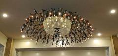 Monumental Bronze and Floral Crystal Chandelier with Provenance - 1713173