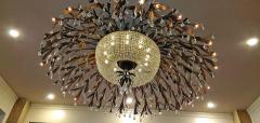 Monumental Bronze and Floral Crystal Chandelier with Provenance - 1713176