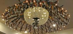 Monumental Bronze and Floral Crystal Chandelier with Provenance - 1713178