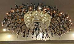 Monumental Bronze and Floral Crystal Chandelier with Provenance - 1713180