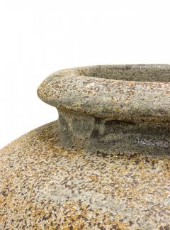 Monumental Cast Iron Outdoor Tapered Urn Vase with Beige and Brown Patina - 4520602