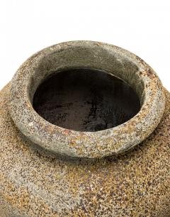 Monumental Cast Iron Outdoor Tapered Urn Vase with Beige and Brown Patina - 4520604