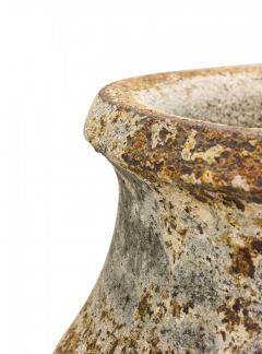 Monumental Cast Iron Outdoor Urn Vase with Beige and Brown Patina - 4520608