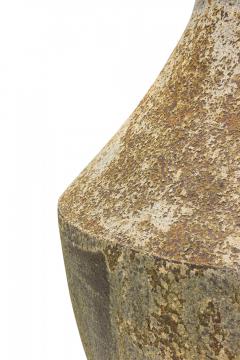 Monumental Cast Iron Outdoor Urn Vase with Beige and Brown Patina - 4520610