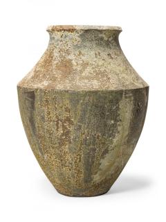 Monumental Cast Iron Outdoor Urn Vase with Beige and Brown Patina - 4529015