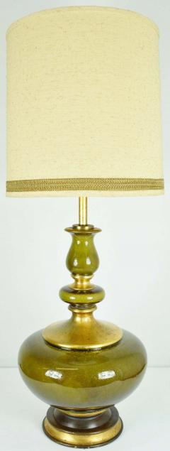 Monumental Ceramic Glaze Lamp in Green with Gold Flecking - 1271707