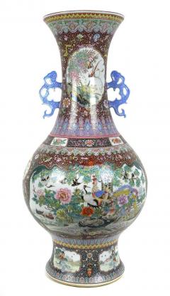 Monumental Chinese Famille Rose Porcelain Peacock Palace Vase - 2984636