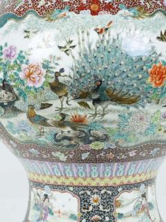 Monumental Chinese Famille Rose Porcelain Peacock Palace Vase - 2984639