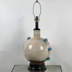 Monumental Cream and Turquoise Glazed Ceramic Lamp - 4147636