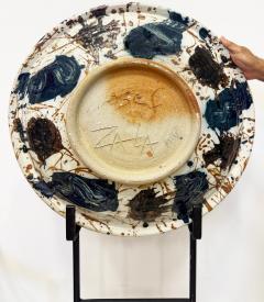 Monumental Decorative Studio Pottery Charger on Iron Stand by Josef Zala 1987 - 4621330