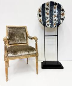Monumental Decorative Studio Pottery Charger on Iron Stand by Josef Zala 1987 - 4621338