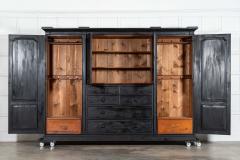Monumental Ebonised 19thC English Pine Wardrobe - 4257228