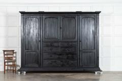 Monumental Ebonised 19thC English Pine Wardrobe - 4257230