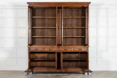 Monumental English 19thC Oak Glazed Library Bookcase - 4152916