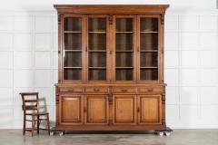 Monumental English 19thC Oak Glazed Library Bookcase - 4152918