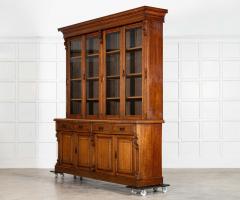 Monumental English 19thC Oak Glazed Library Bookcase - 4152919