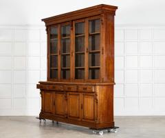 Monumental English 19thC Oak Glazed Library Bookcase - 4152920