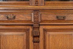 Monumental English 19thC Oak Glazed Library Bookcase - 4152924