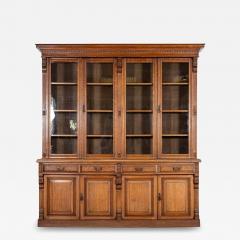 Monumental English 19thC Oak Glazed Library Bookcase - 4153072