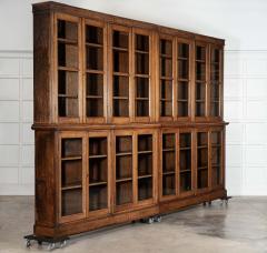 Monumental English 19thC Oak Glazed Library Bookcase - 4503401