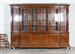 Monumental English Burr Walnut Breakfront Bookcase - 2810448