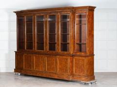 Monumental English Burr Walnut Breakfront Bookcase - 2810451