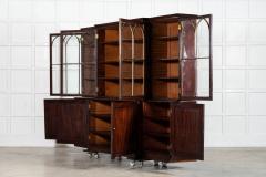 Monumental English Early 19thC Astral Arch Glazed Mahogany Breakfront Bookcase - 4051225