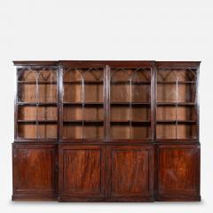 Monumental English Early 19thC Astral Arch Glazed Mahogany Breakfront Bookcase - 4055027