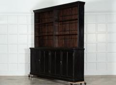 Monumental English Ebonised Beech Bookcase Cabinet - 3363093