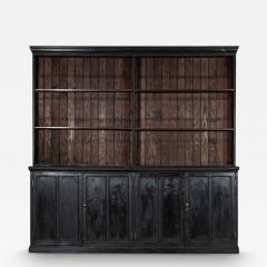 Monumental English Ebonised Beech Bookcase Cabinet - 3363486