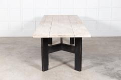 Monumental English Ebonised Bleached Brutalist Pine Dining Table - 2960497