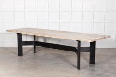 Monumental English Ebonised Bleached Brutalist Pine Dining Table - 2960498