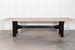 Monumental English Ebonised Bleached Brutalist Pine Dining Table - 2960499