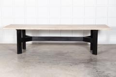 Monumental English Ebonised Bleached Brutalist Pine Dining Table - 2960506