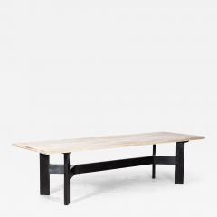 Monumental English Ebonised Bleached Brutalist Pine Dining Table - 2963258