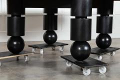 Monumental English Ebonised Brutalist Elm Dining Table - 4122618