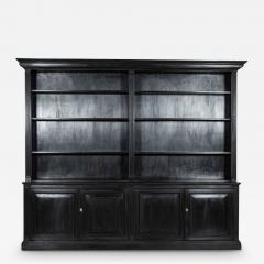 Monumental English Ebonised Oak Breakfront Bookcase - 3223419